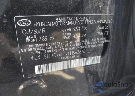 2020 Hyundai Elantra Se из США, поврежденный, VIN 5NPD74LF7LH562876